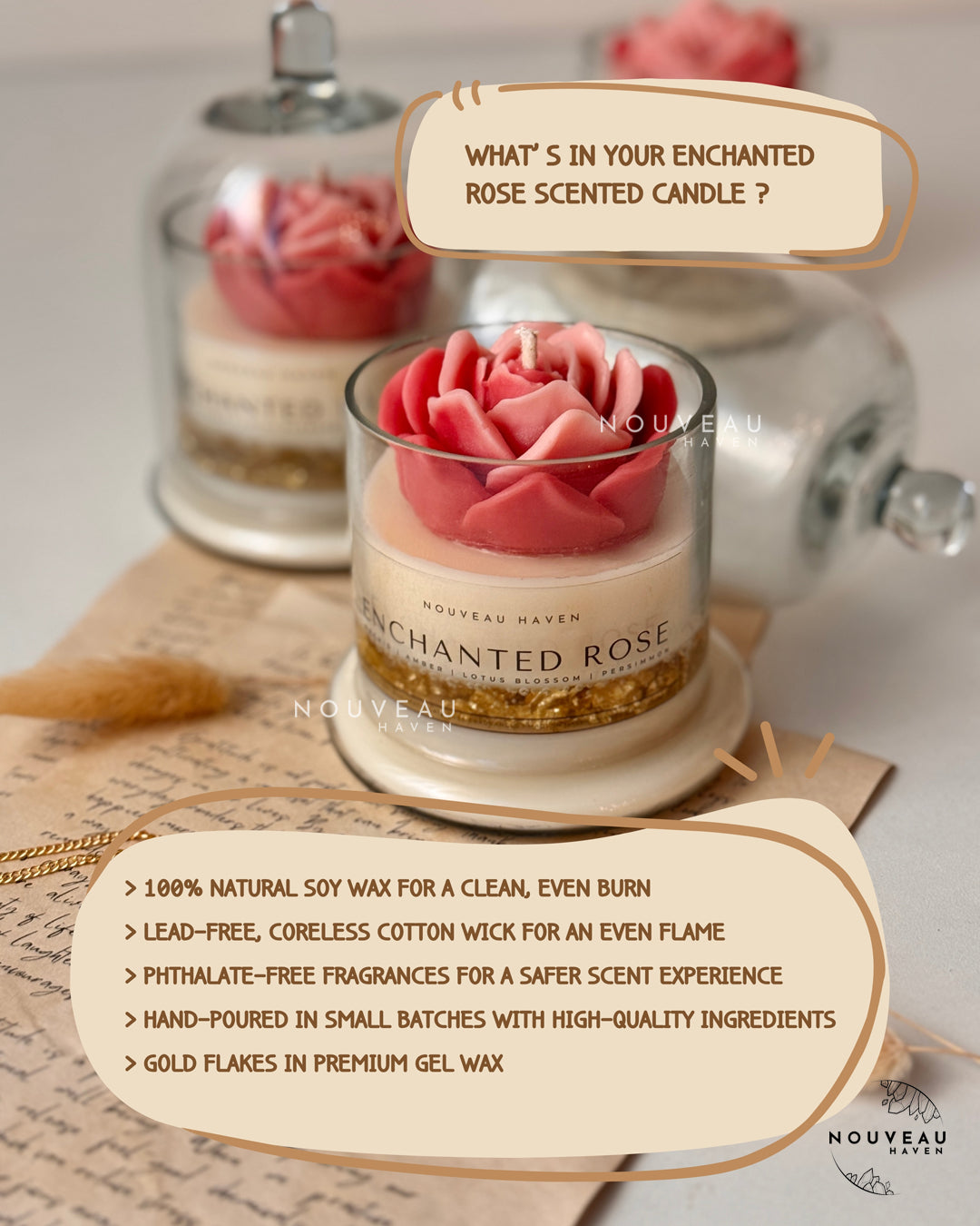 Enchanted Rose Bell Jar Candle
