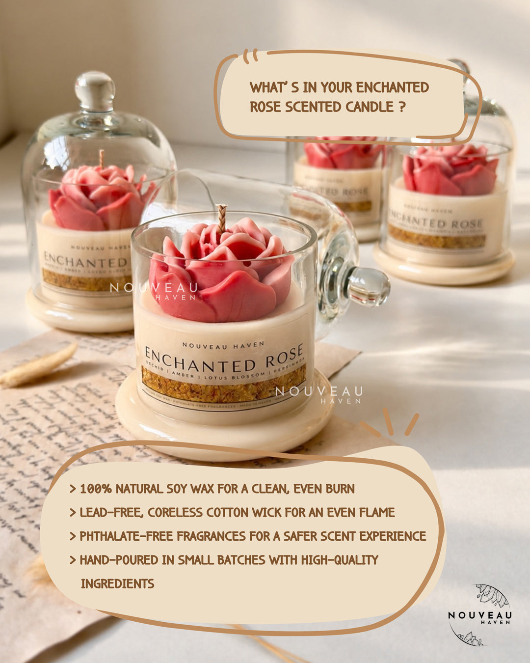 Enchanted Rose Bell Jar Candle